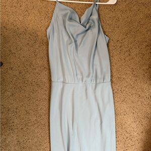 Light Blue Slip Dress with Cowl Neck